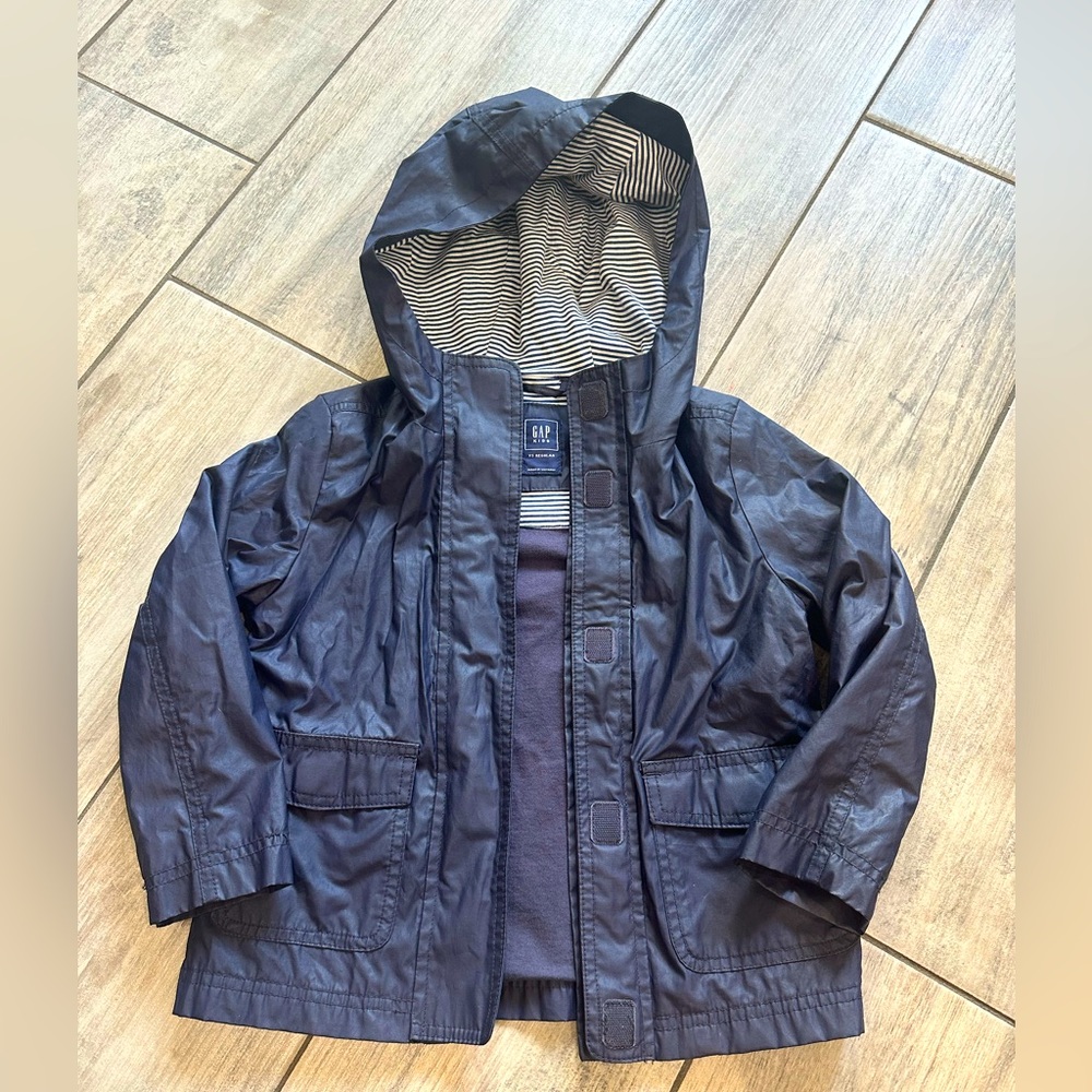 Gap Kids windbreaker jacket, navy blue, XS regular, zipper, hood